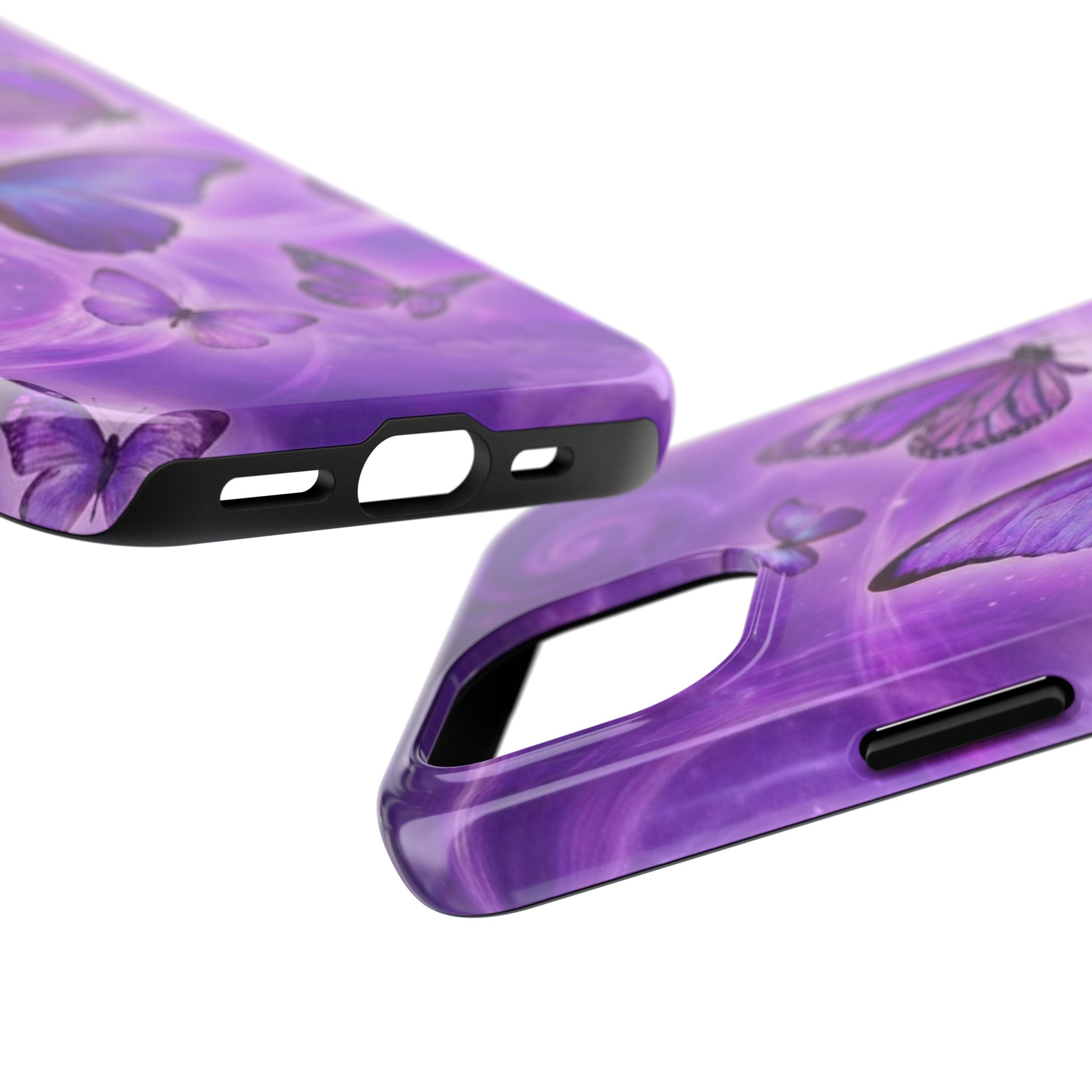 Purple Butterfly Tough Phone Case — Protective iPhone Case with Violet Butterflies