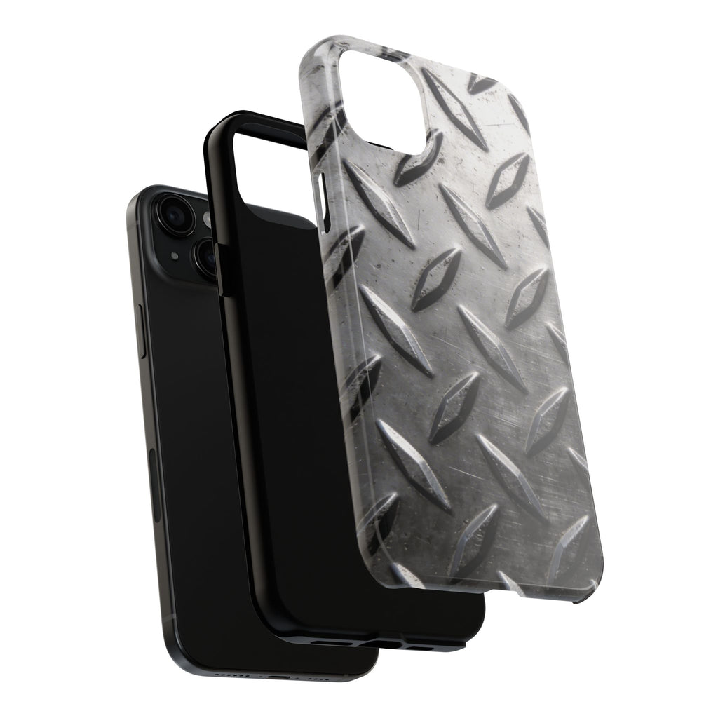 Diamond Plate Tough Phone Case — Industrial Metal Texture Protective Cover