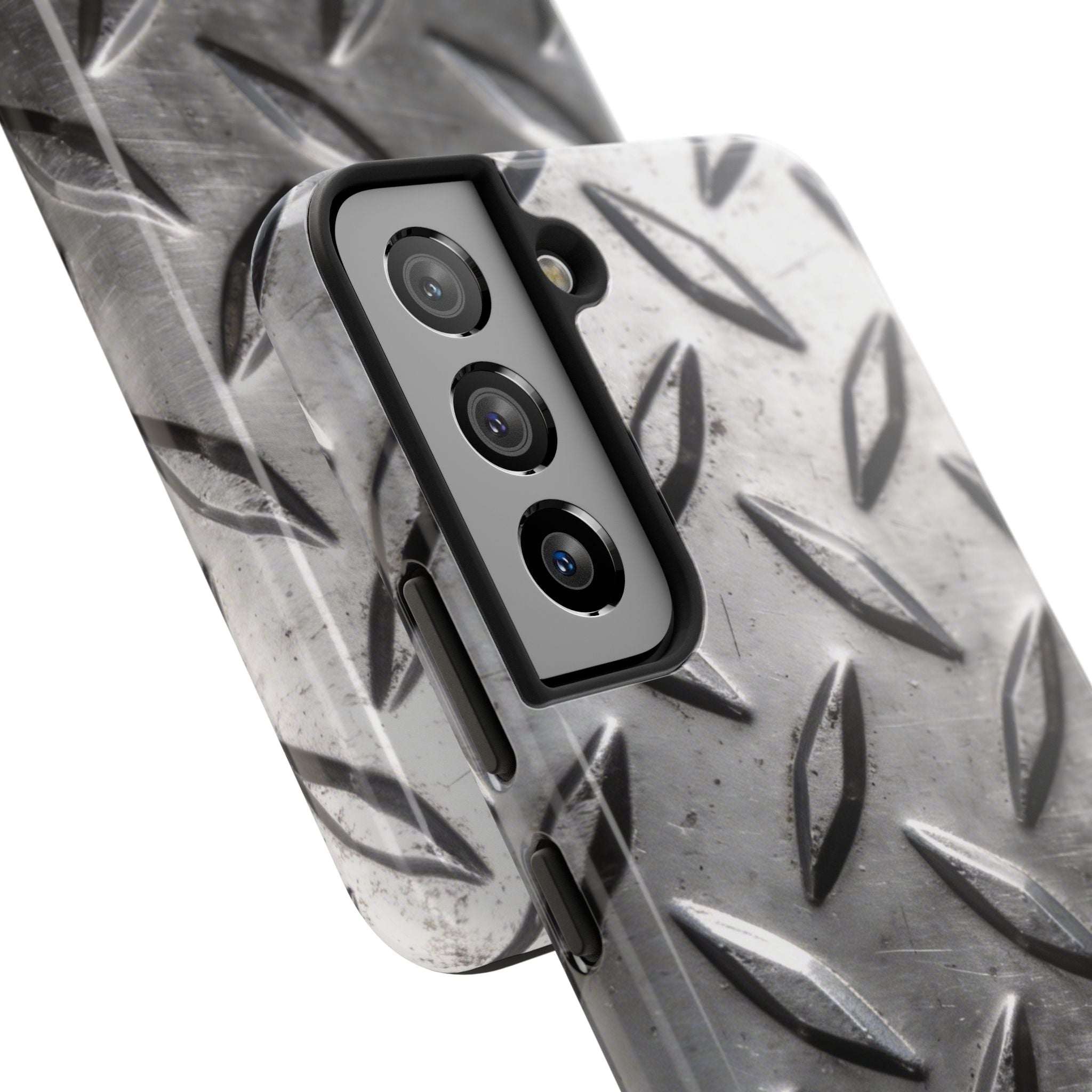 Diamond Plate Tough Phone Case — Industrial Metal Texture Protective Cover