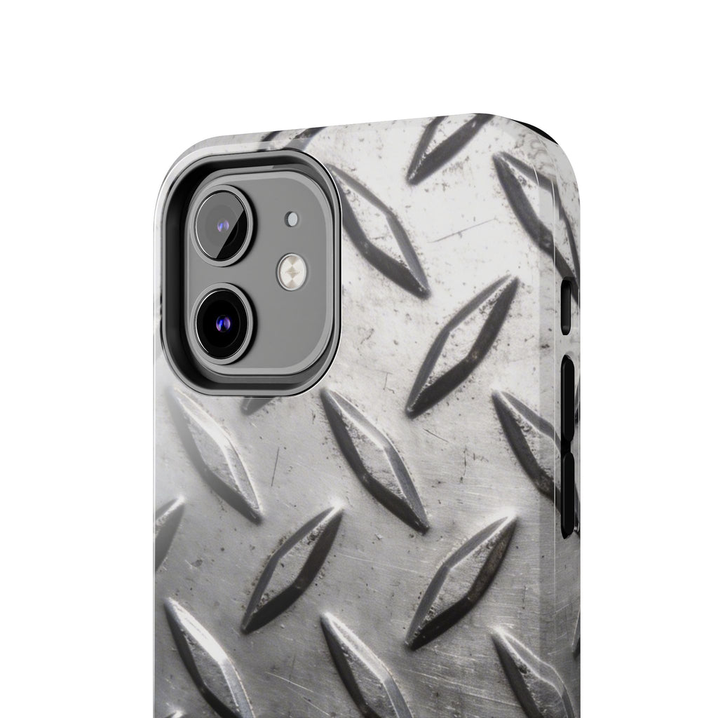 Diamond Plate Tough Phone Case — Industrial Metal Texture Protective Cover