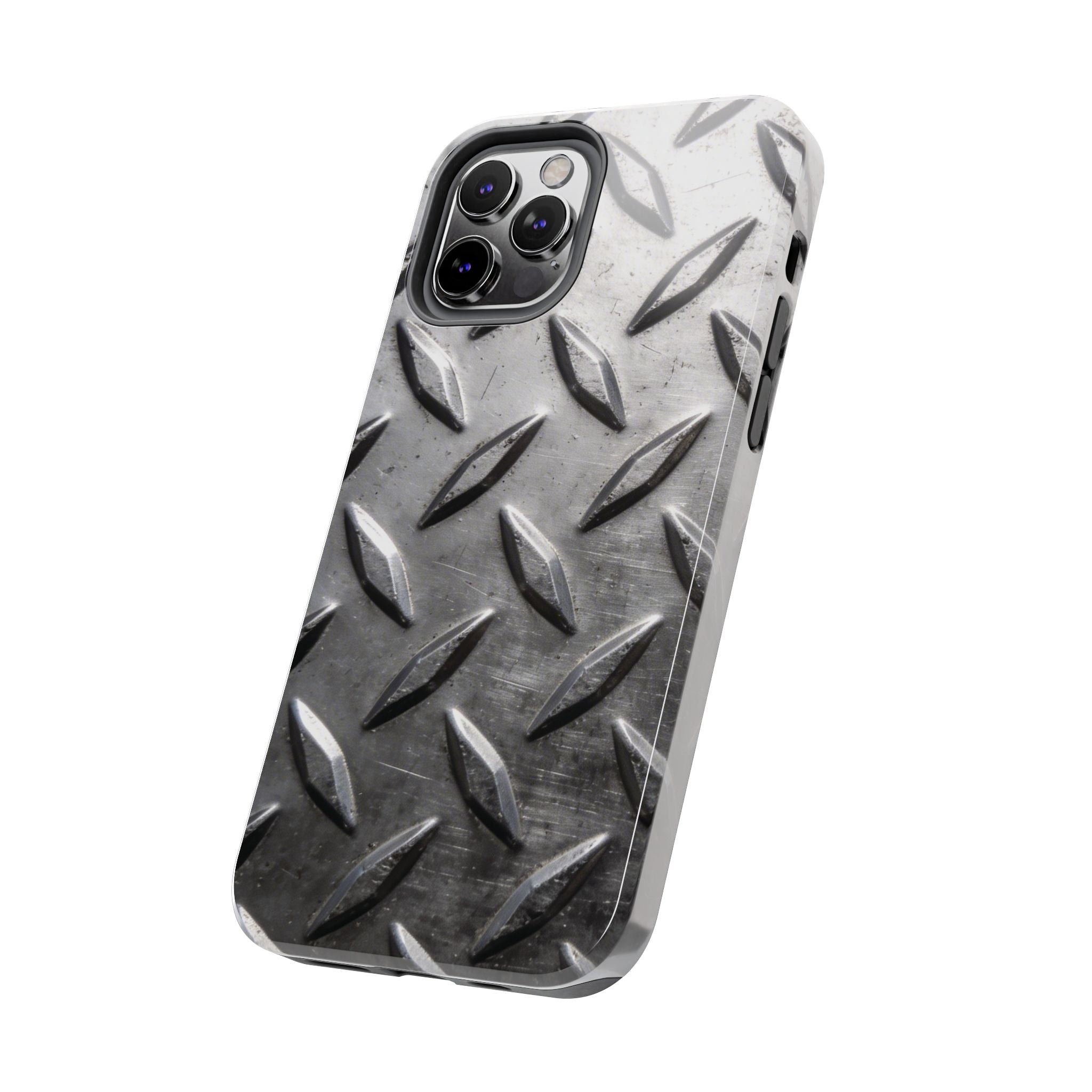 Diamond Plate Tough Phone Case — Industrial Metal Texture Protective Cover