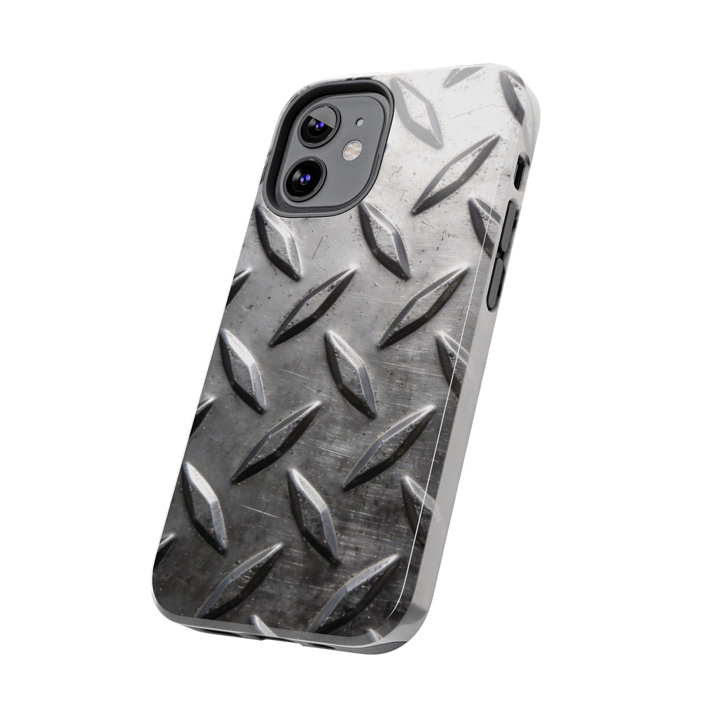 Diamond Plate Tough Phone Case — Industrial Metal Texture Protective Cover