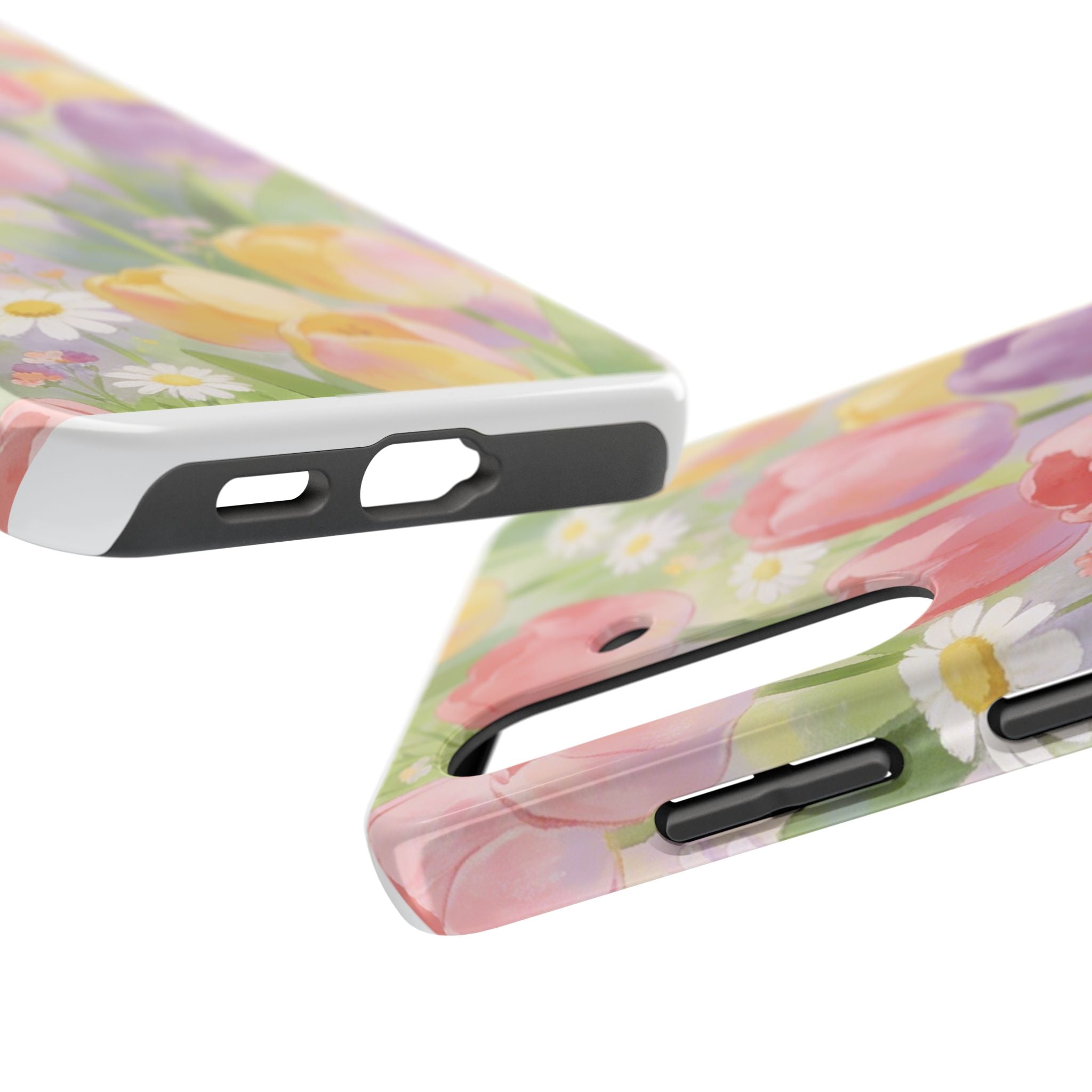 Floral Tulip Tough Phone Case — Pastel Watercolor Flowers Protective Cover