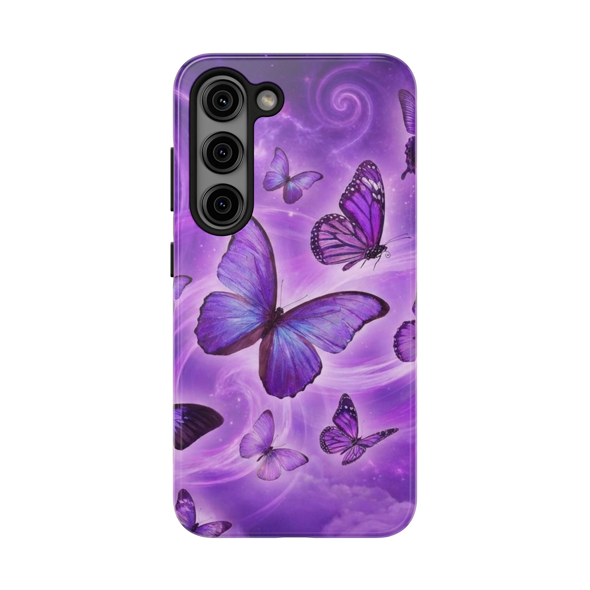 Purple Butterfly Tough Phone Case — Protective iPhone Case with Violet Butterflies