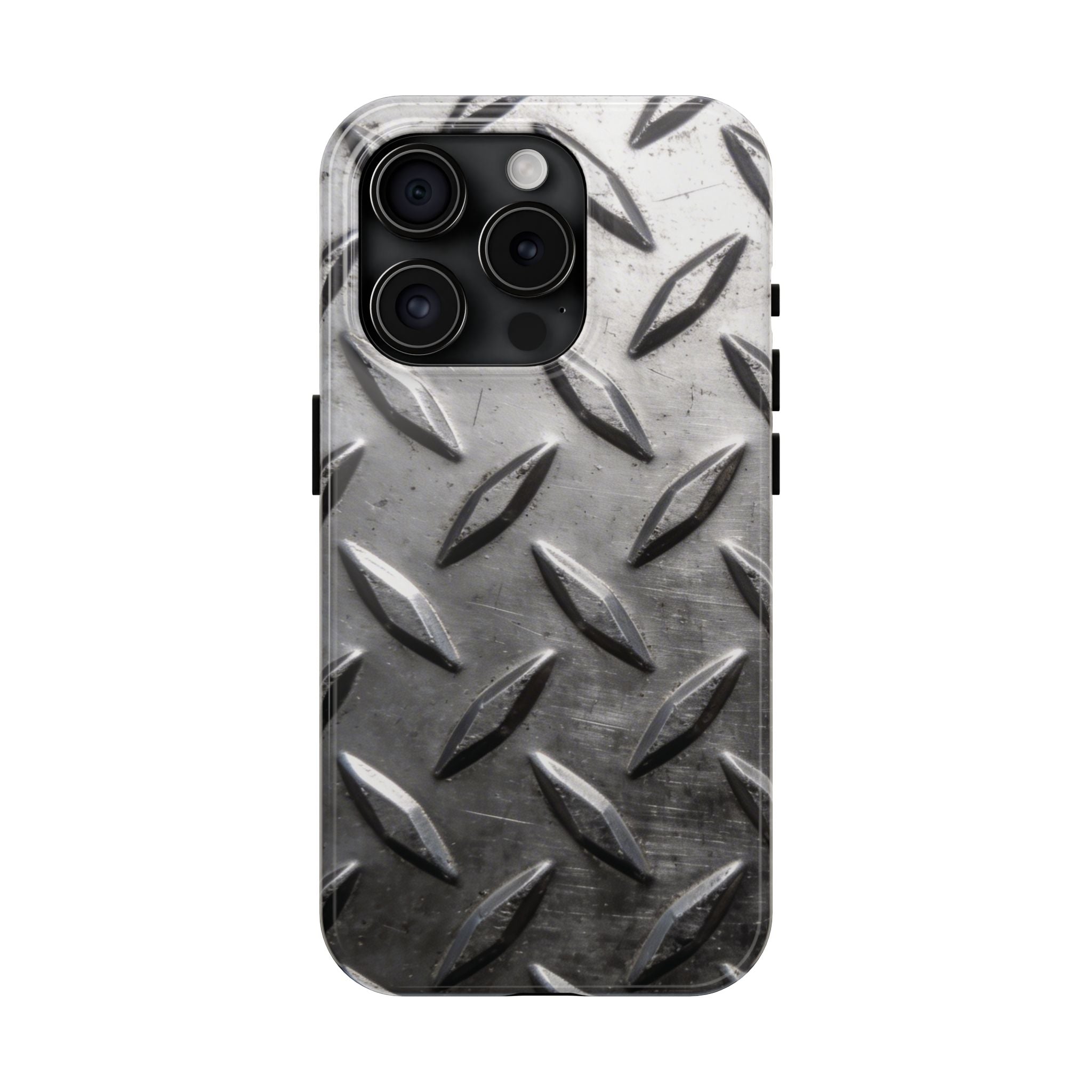 Diamond Plate Tough Phone Case — Industrial Metal Texture Protective Cover