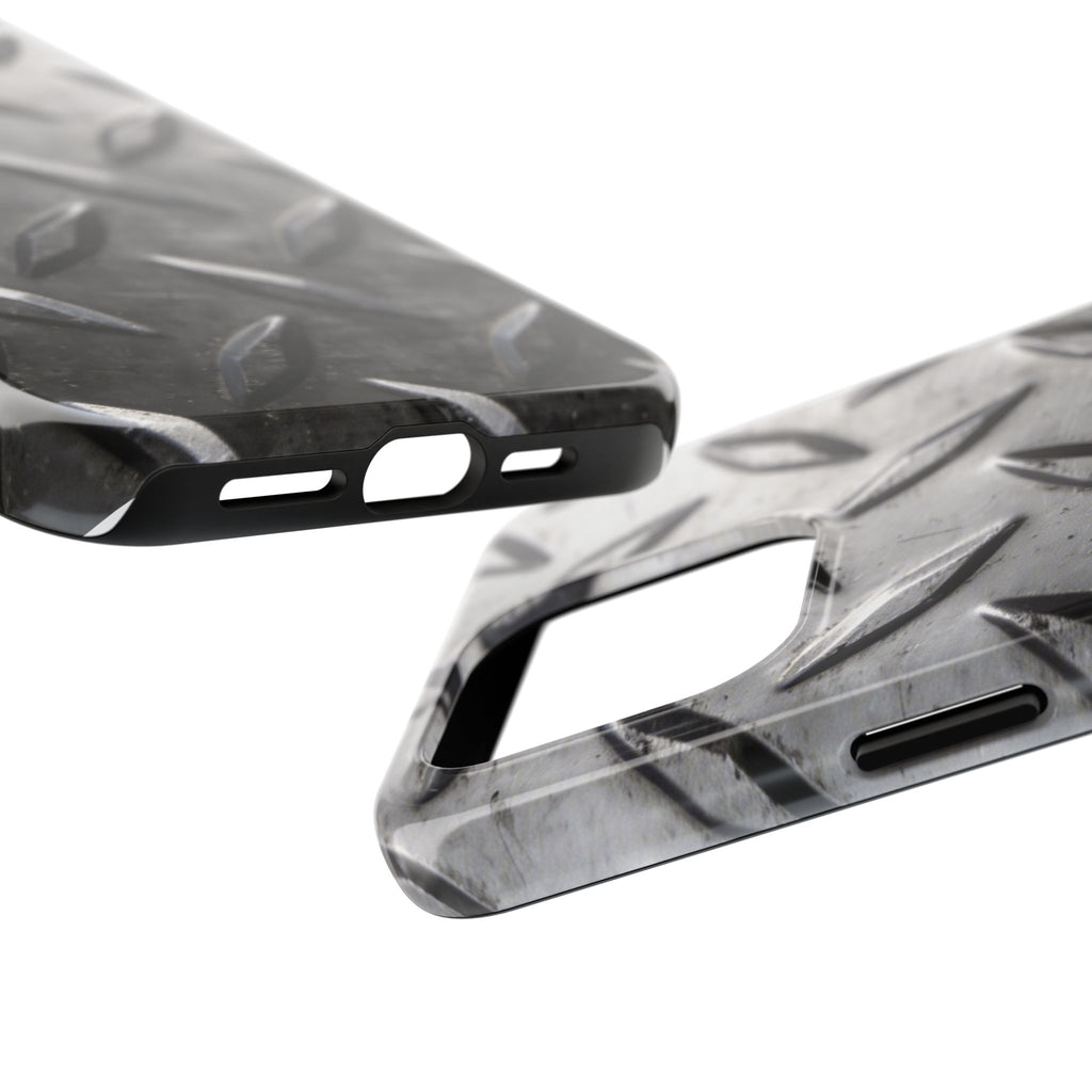 Diamond Plate Tough Phone Case — Industrial Metal Texture Protective Cover