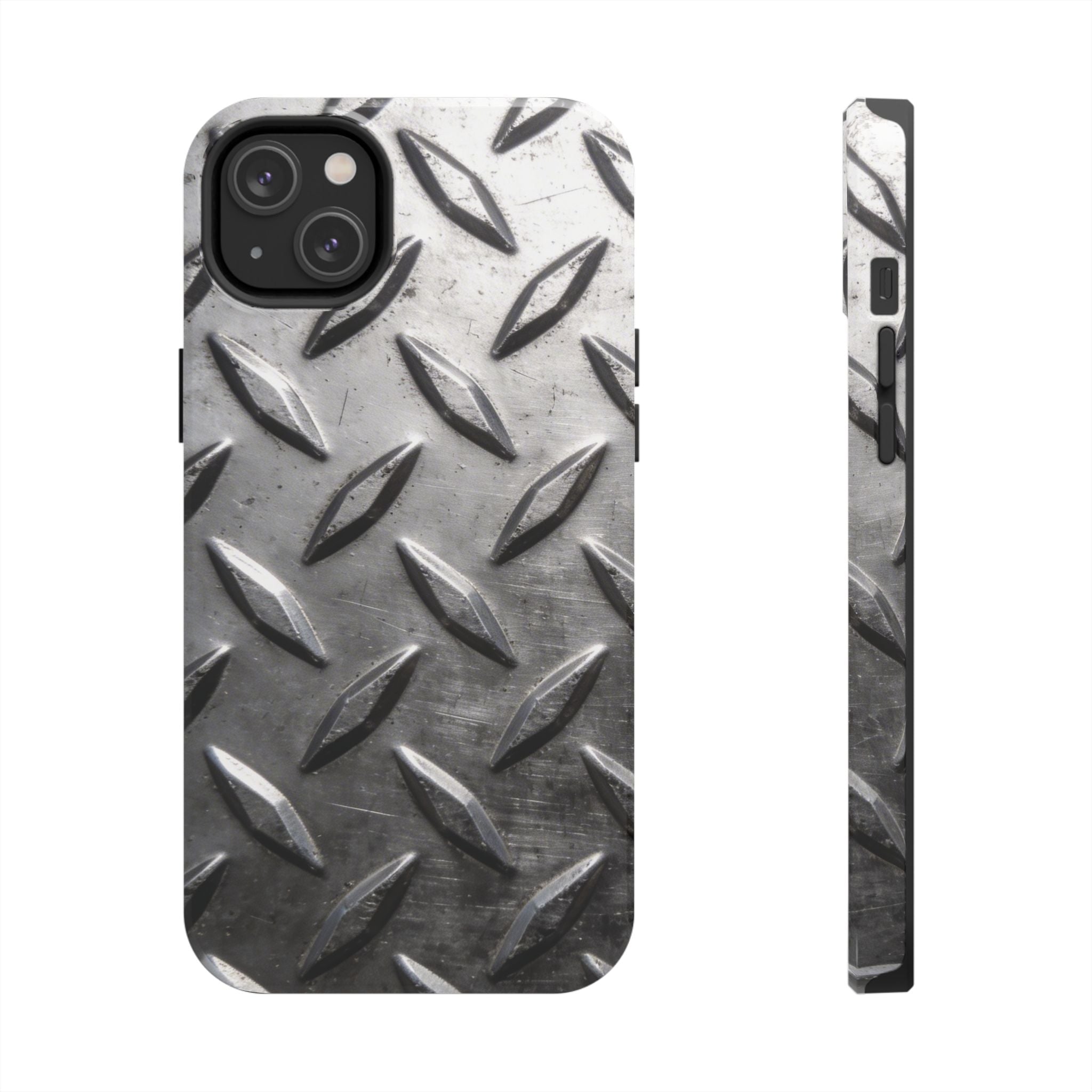 Diamond Plate Tough Phone Case — Industrial Metal Texture Protective Cover
