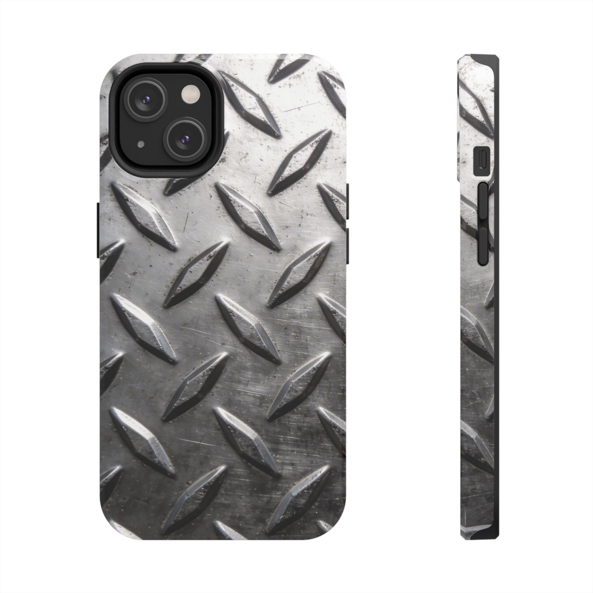 Diamond Plate Tough Phone Case — Industrial Metal Texture Protective Cover