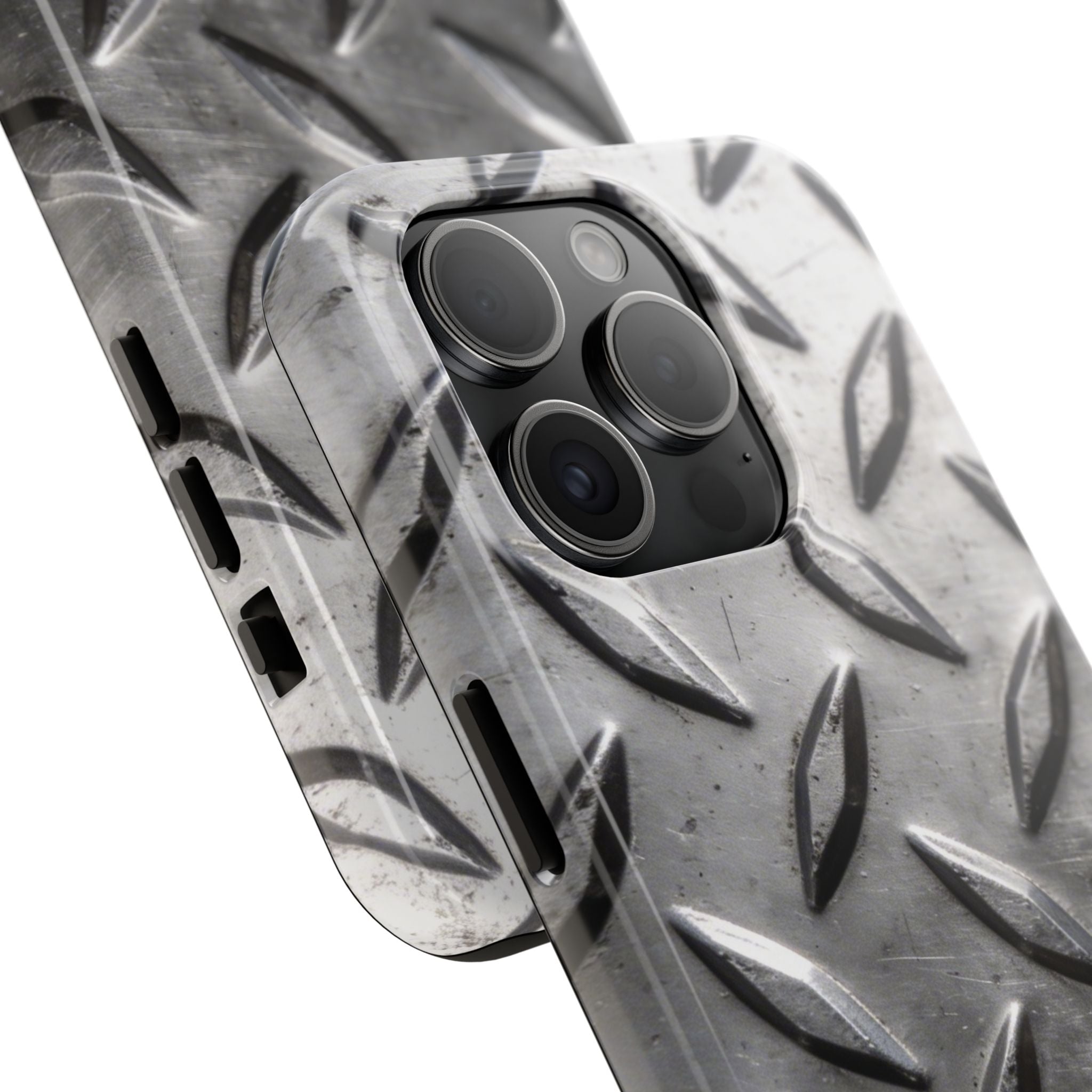 Diamond Plate Tough Phone Case — Industrial Metal Texture Protective Cover