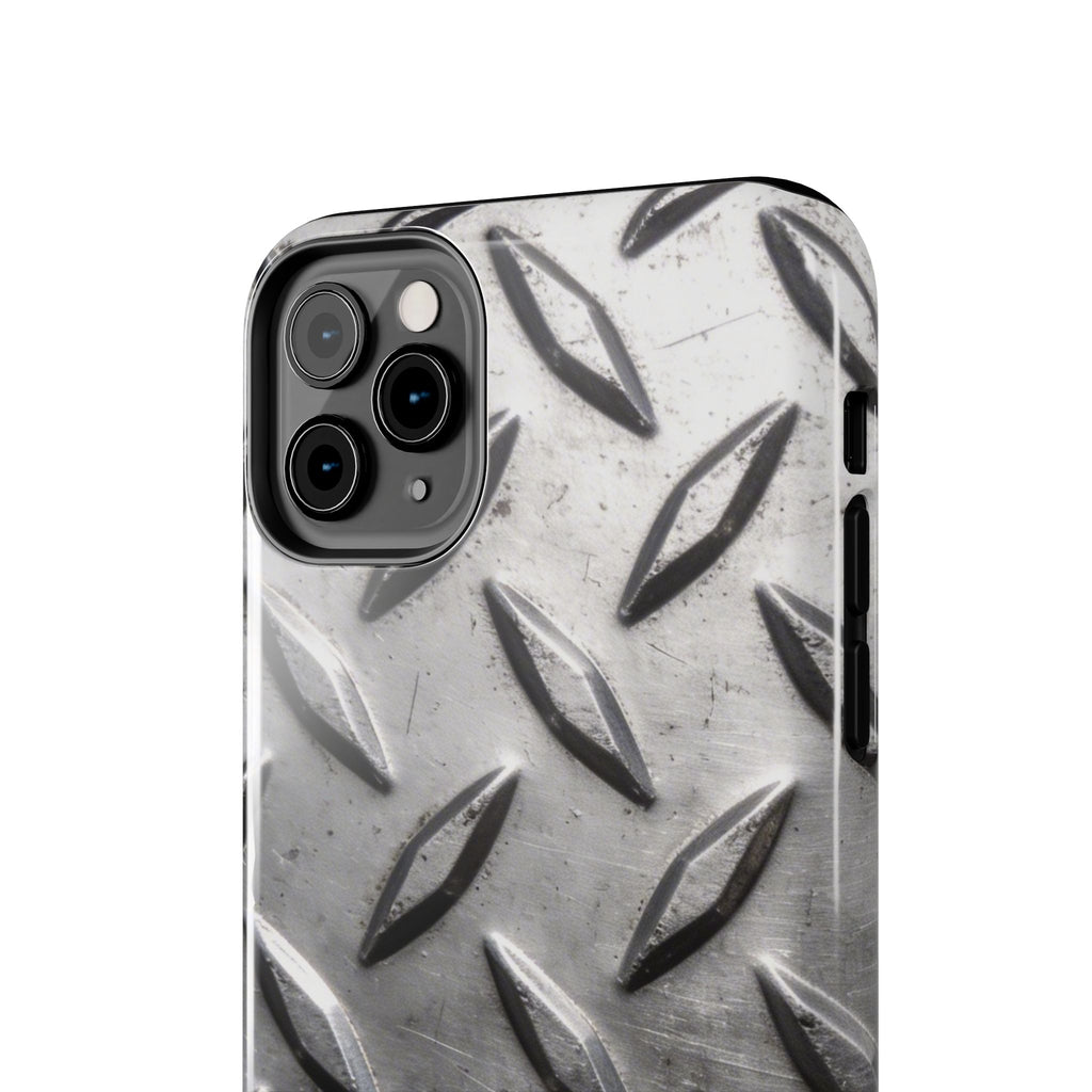 Diamond Plate Tough Phone Case — Industrial Metal Texture Protective Cover