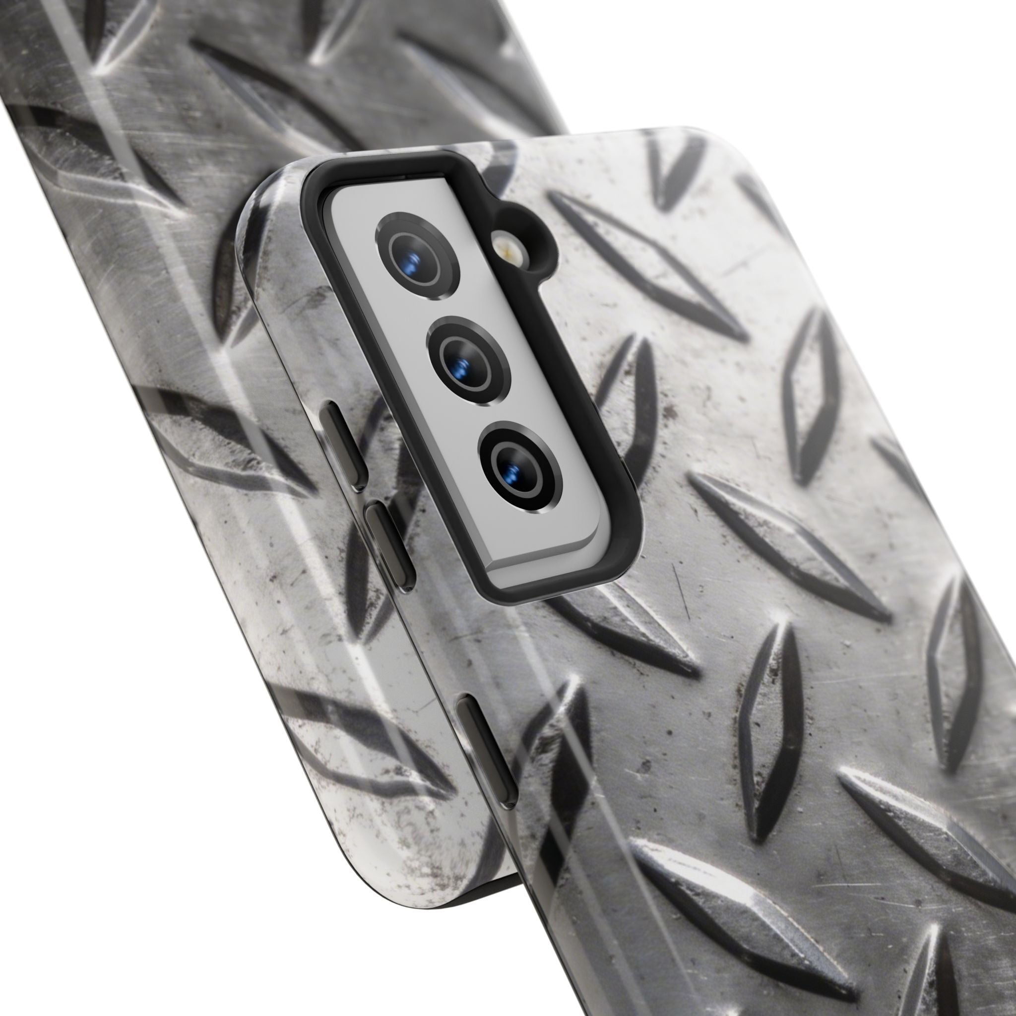 Diamond Plate Tough Phone Case — Industrial Metal Texture Protective Cover