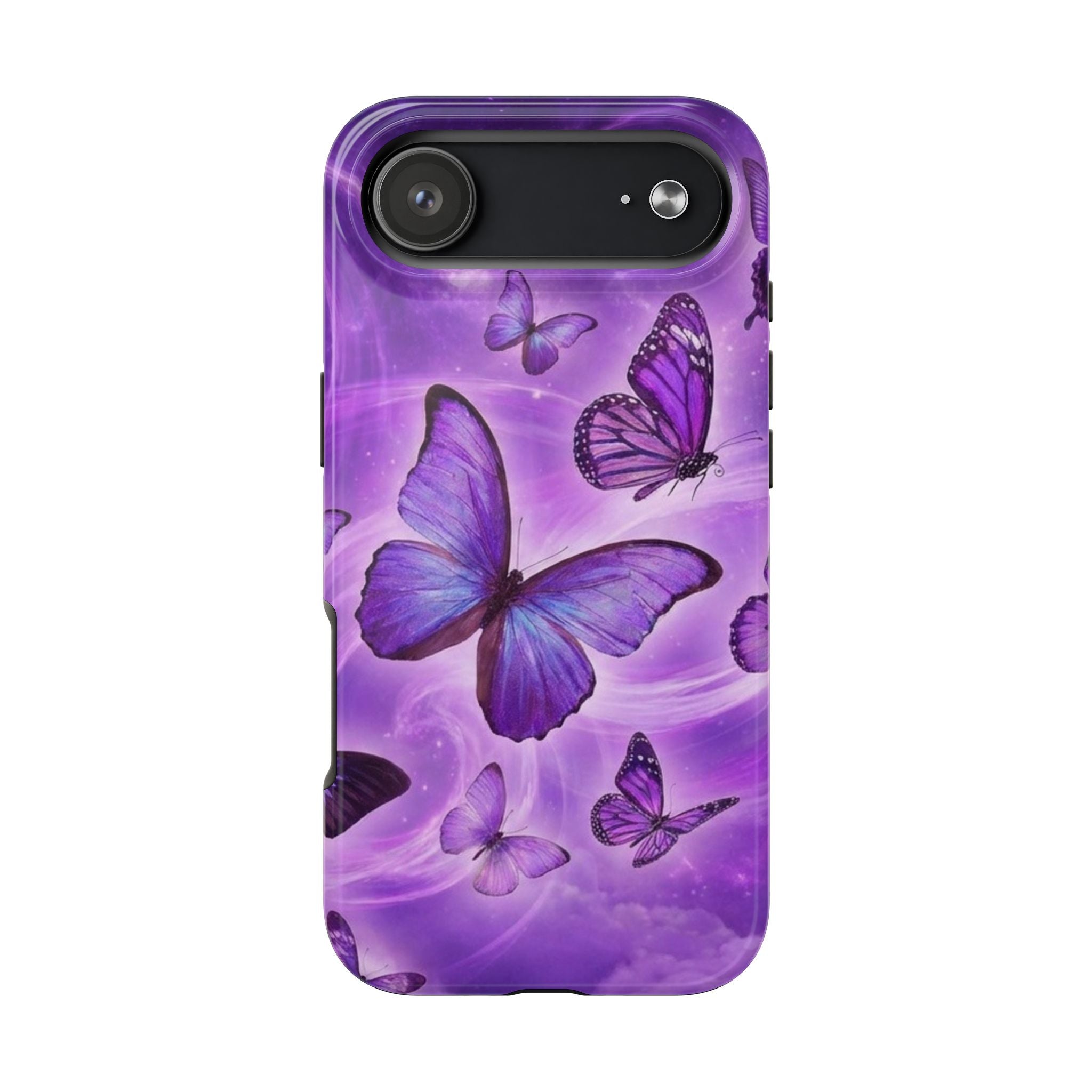 Purple Butterfly Tough Phone Case — Protective iPhone Case with Violet Butterflies
