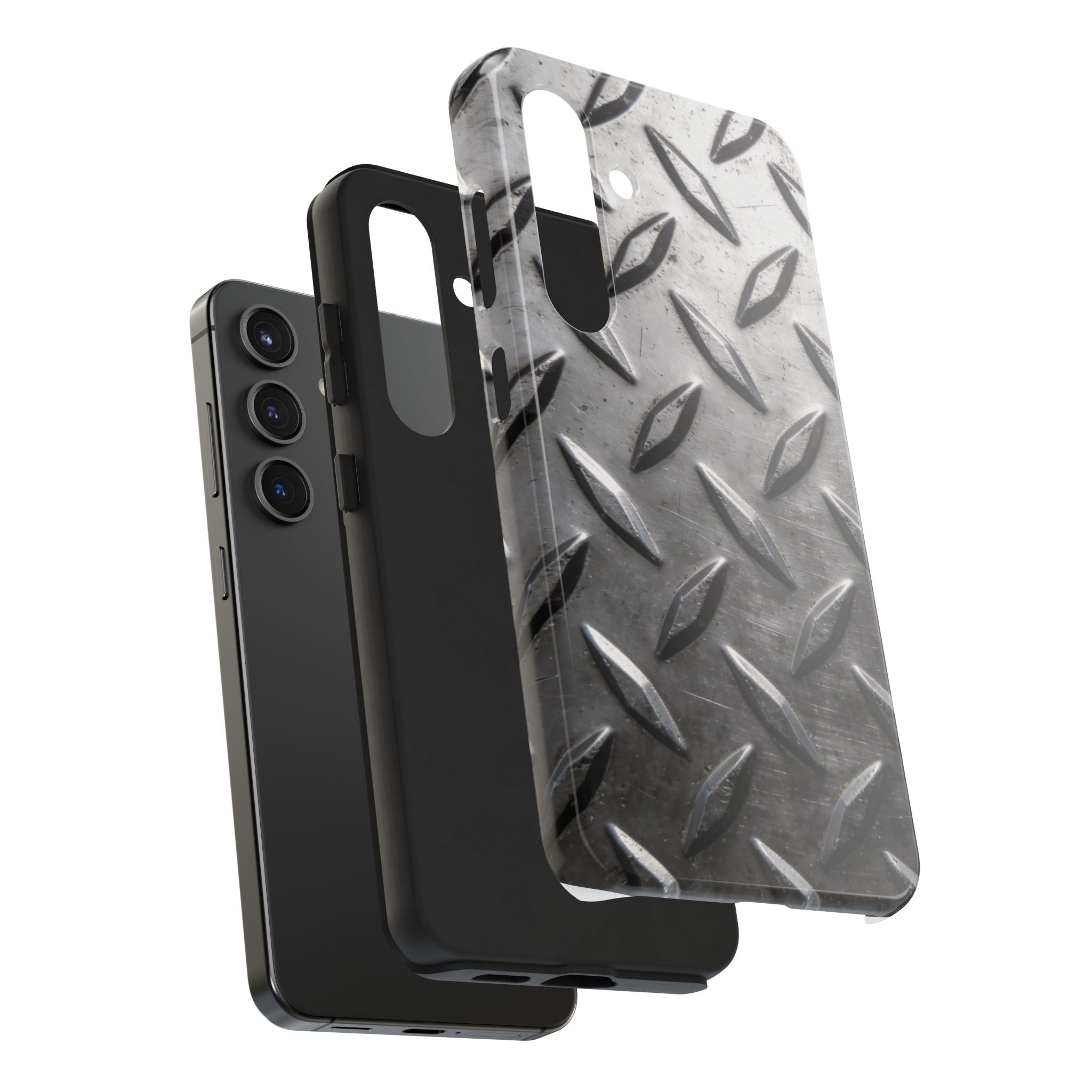 Diamond Plate Tough Phone Case — Industrial Metal Texture Protective Cover