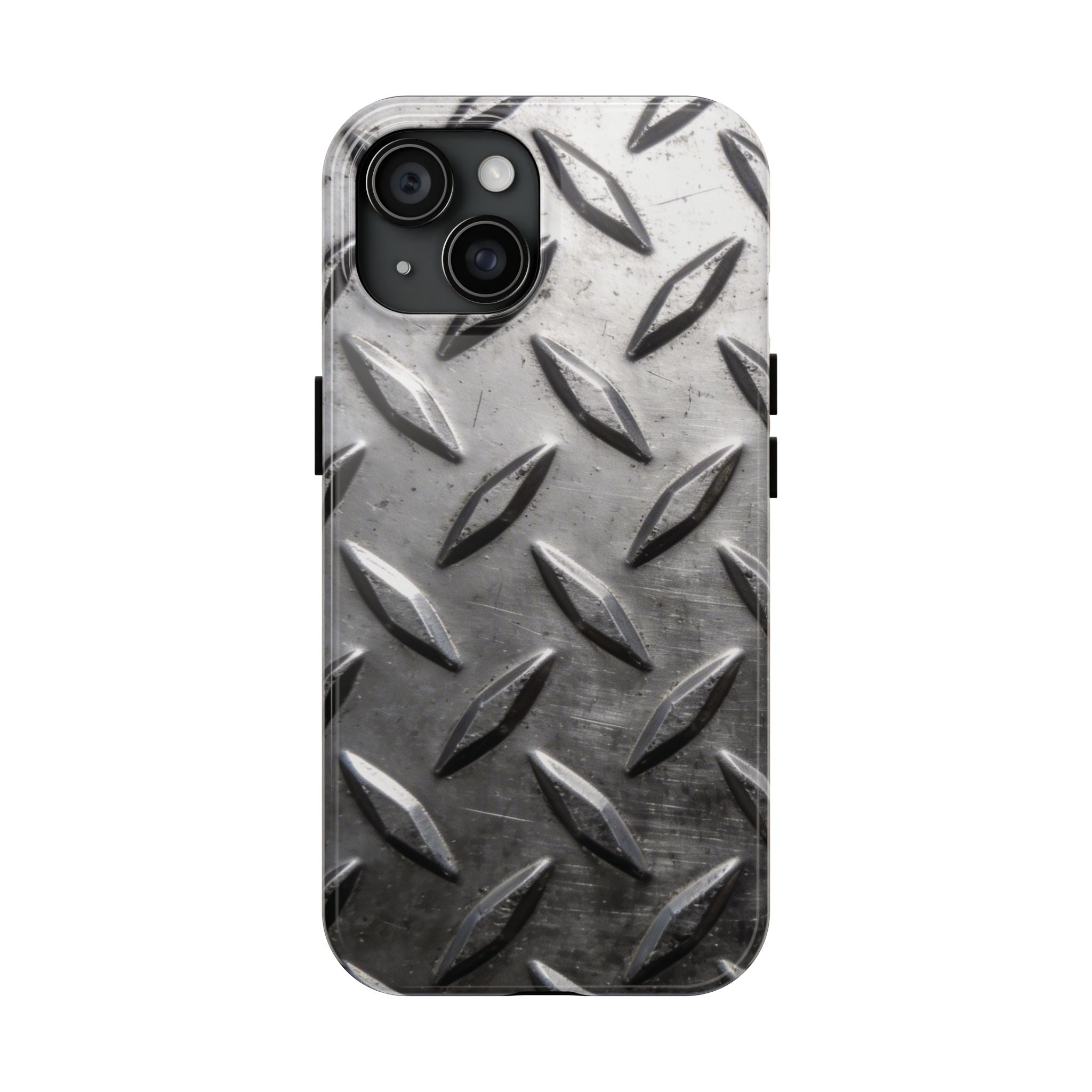 Diamond Plate Tough Phone Case — Industrial Metal Texture Protective Cover