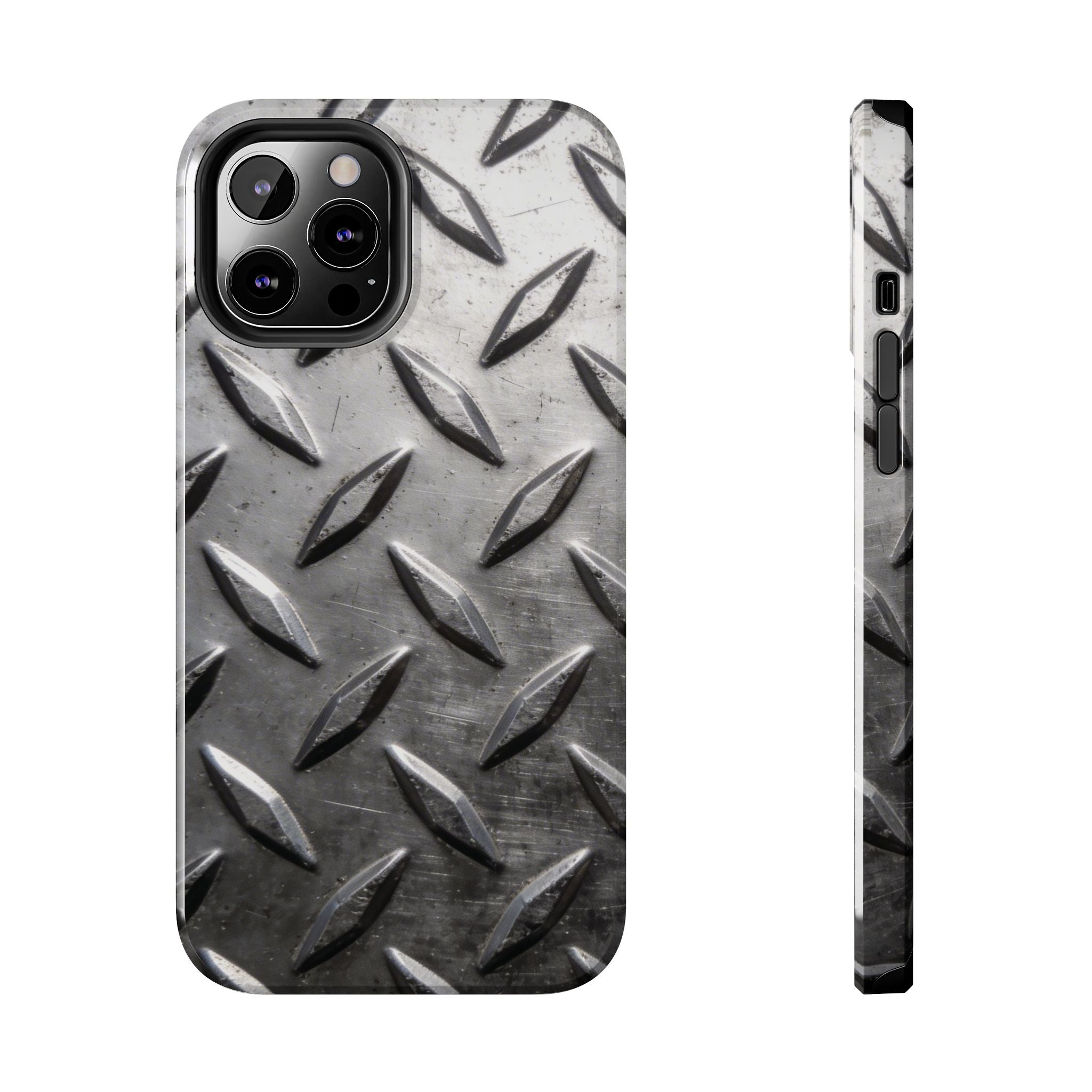 Diamond Plate Tough Phone Case — Industrial Metal Texture Protective Cover