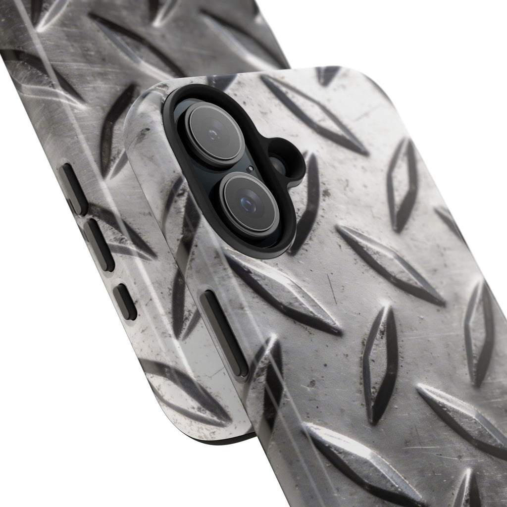 Diamond Plate Tough Phone Case — Industrial Metal Texture Protective Cover