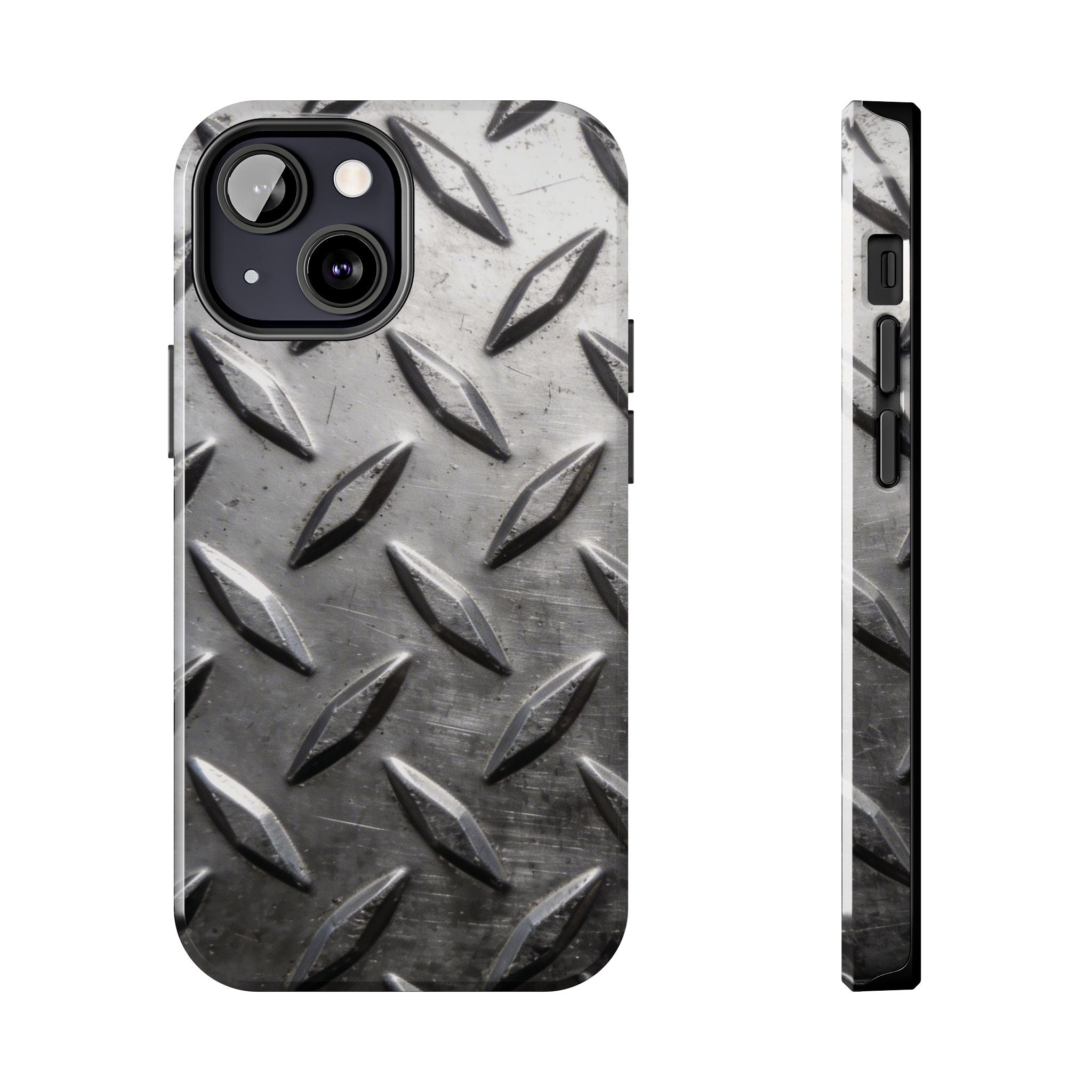 Diamond Plate Tough Phone Case — Industrial Metal Texture Protective Cover